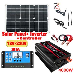 Солнечные панели 110V220V Система солнечной панели 18V18W Солнечная панель30A контроллер заряда 4000W Модифицированный синусоиданный комплект инверторного набора мощности 221104