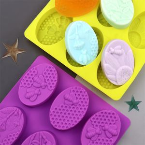 6-Cavity Beehive Silicone Soap Mold3D Bee Honeycomb DIY CAKE HANDMADE CANDLE PARTYベーキングツールホームデコレーションMJ1038
