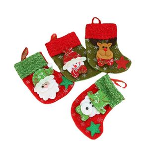 Calzini natalizi appesi Simpatico sacchetto di caramelle piccolo Babbo Natale ELK Orso Sacchetti regalo Calza Ciondolo per albero di Natale Decorazione per feste SN100