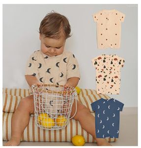 Kläder sätter unisex baby härlig sommarmåne mönster småbarn pojke flicka bomull onesie mjuk spädbarn oz märke jumpsuit romper väska fartkläder