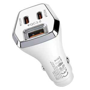 Quick Car Chargers PD20W PD25W 45W Dual Ports QC3.0 USB C Adapter Type C Fast Prass для смартфона iPhone samsung