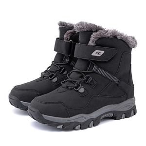 Inverno de inverno, sola de borracha meninos sapatos de tênis de moda de couro casual top high kids botas de neve