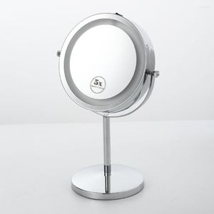 Mirrors 7 Inch LED 5X 10X Magnification Makeup Mirror 360° Rotating Professional Desktop Cosmetic 7" Double Sided Magnifier Stand