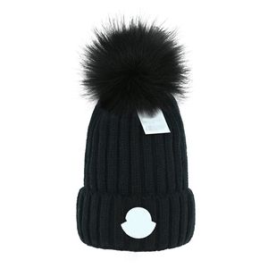 Designer Winter Knitted Beanie Woolen Hat Women Chunky Knit Thick Warm faux fur pom Beanies Hats Female Bonnet Beanie Caps colors