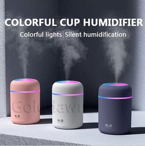 Portable 300ml Cup Humidifier USB Aroma Car Diffuser Cool Mist Maker Air Desk Ultrasonic Humidifiers Purifier With Colorful Lights