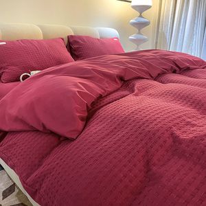 Pure Cotton Bedding Set King Size Comporter Classical Bed Set Waffle Däcke Cover Bed Sheet Warm 8 Colors HT2043