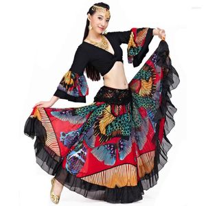 Stage Wear Gypsy Grande Saias Bohemia Chiffon 2022 S Belly Dance Traje Vestido para Mulheres Tribal Flamingo Roupas