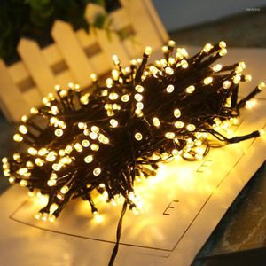 Strängar 10m 80 LED Fairy String Lights Black Wire Christmas Tree Garland Light Wedding Party Waterproof Curtain