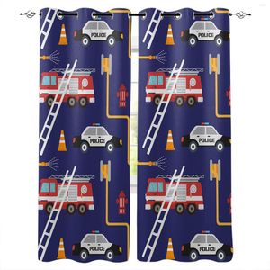 Curtain Toy Car Fire Truck Window Curtains For Living Room Home Decor Child Bedroom Kitchen Drapes