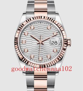 2022 Neue Version Unisex Mode Armbanduhren 36mm graues Zifferblatt 126301 126281 126231 Automatisch 18K Ros￩gold Edelstahlarmband Frauen -Uhr Uhren Uhren