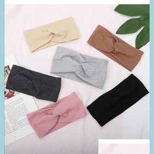 Headband Woolen Cross Top Knot Elastic Hair Bands For Women Soft Solid Color Turban Headbands Girls Accessories Drop Delivery Product Dhu3K