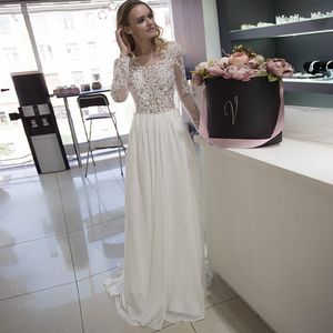 Robe De Mariee Wedding Dresses White Ivory Long Sleeves See-through Bridal Gown Beach Boho Wedding Dress