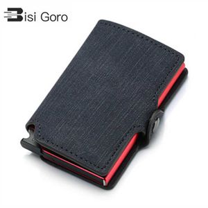 Wallets BISI GORO 2022 Wallet New RFID Blocking Slim Card Holder PU Single Aluminum Box Business Hasp Card Case Slim Wallet T221104