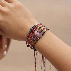 Strand Bohemia Small Bead Bracelet Handmade Braided Rope Adjustable Braclet Natural Emperor Stone Braslet Women Girls Wrist Accessories