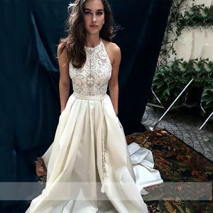 A-Line Wedding Dresses Halter Neck Boho Bridal Gowns Vestidos Wedding Gowns Custom Made