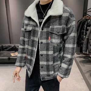 Men's Jackets corduroy jacket winter handsome trend fashion casual warmth thickened fleece loose large size men's clothing cotton coat Y2211