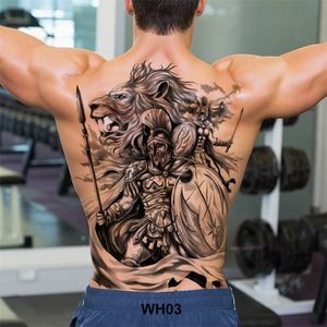 Tatuagens temporárias grandes tatuagem temporária para homens tatuagem arte corporal lateral lateral sexy tatuagem adesivo leão rei tigre dragão tatuagem designs à prova d'água 221105