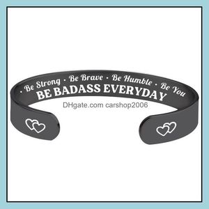 Armreif Armreif Inspirierendes Armband Geburtstag Teenager Motivation Ermutigung Angst Dh Stärke Manschette Sei mutig stark Badassbang Dhe08