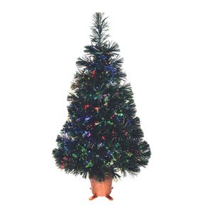 Weihnachtsdekoration, 32 Zoll grüner, vorbeleuchteter künstlicher Mini-Glasfaser-Tischbaum mit LED-Lichtern, goldfarbener Basis, Weihnachts-Tischbaum 221104
