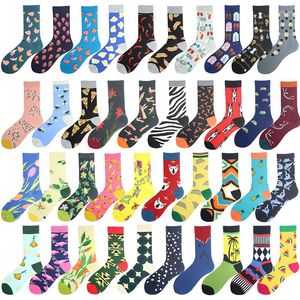 Men's Socks Gifts Personality Funny Men Cotton Watch Flamingos Jacquard Design Hip Hop Streetwear Crew Brand Unisex Sokken