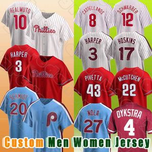 Mike Schmidt Baseball 3 Harper Jerseys 10 JT Realmuto Aaron Nola Bryce Rhys Hoskins Kyle Schwarber Phillies Nick Castellanos Lenny Didi Gregorius Bohm