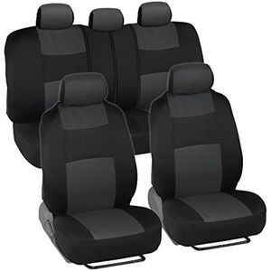 BDK PolyPro Car Safety Seat Cover Full Set Charcoal Black Front och Bak Split Bench Enkel att installera Auto Truck SUV Interi rskydd