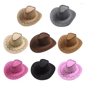Berets Retro Jazz Hat Wide Brim Strendy Basin Caps عتيقة Western Cowboy All-Match Gumpres for Boyfriend Girlfriend Usisex