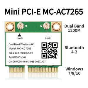 Nätverksadaptrar 1200 Mbps Bluetooth 4.2 Half Mini PCI-E WIFI-kort MC-AC7265 Wireless Intel 7265 802.11ac 2.4G 5GHz för bärbar dator 7260 7260HMW 221105