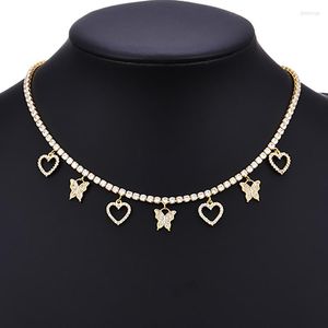 Choker ZHINI Fashion Luxury Rhinestone Gold Necklaces For Women Simple Charming Heart Star Pendant Necklace Wedding Jewelry