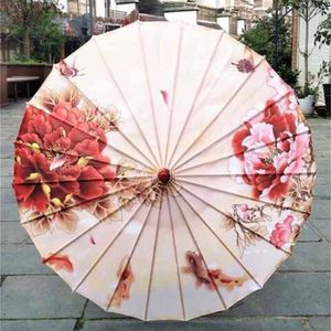 Women's Rain Chinese fengshui Silk Dance Japanese Poney Decorative Bamboo Oil Paper Umbrella parasol 210401283w