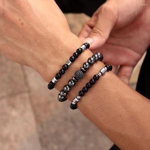 Strand 2022 Vintage Disco Ball Bracelet Men Simple Hematite Stretch Rope Beaded For Jewelry Gift