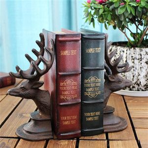 Pair of Cast Iron Deer Bookends Metal Book Ends Antique Room Desk Table Study Home Office Decor Rustic Crafts Antique Vintage Brown Ani204R