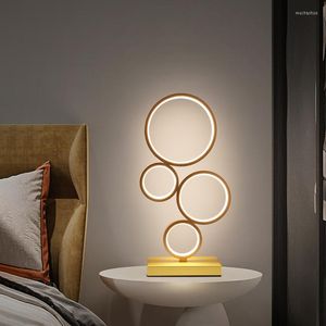 Lâmpadas de mesa Lampa de anel de led de mesa Lampara de Mesa Bedroom Deco Standing Bar luz