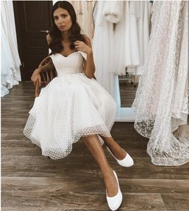 Oszałamiająca suknia ślubna Krótki tiul ukochany dla kobiet suknie ślubne Długość kostki szata de Mariee A-line Custom Made Made Net