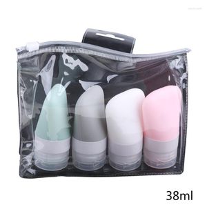 Storage Bottles 4Pcs/Set 38/60/90ml Travel Portable Silicone Empty Leak Proof Squeezable Refillable Tubes Shampoo Lotion Shower Gel Cont