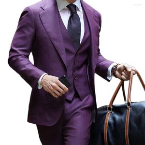 Men's Suits Arrival Colorful Custom Made Slim Fit Men 3 Pieces Wide Peaked Lapel Wedding Groom Tuxedos Terno Masculino Prom Blazer