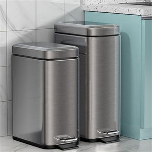 Joybos rostfritt stål Steg Trash Can Garbage Bin för kök och badrum tyst hemvattentät avfall 5L 8L 211222323B