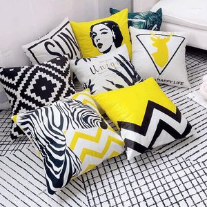 Pillow Cover Velboa Fabric Serging Square 45 Geometric Print Throw Pillowcase Sofa Home Decorative