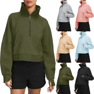 Yoga outfit LUlu Semi Zipper Sweater Women's lemon Loose Fashion Leisure Coat Running Fitness Yoga Casual Thickened Gym Clothes