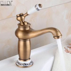 Robinet de salle de bain Bronze Finition finale laiton Basin ￉vier en laiton solide Robinets Bouxer ￠ eau ￠ poign￩e unique