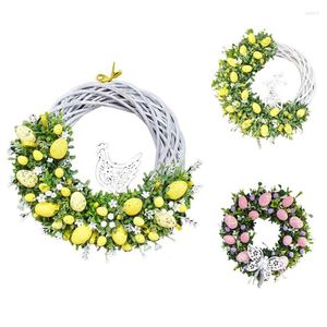 Chair Covers Easter Wreath Decoration Front Door Decor Artificial Lavender Eggs Berries Flowers