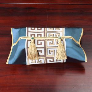 Luxury New Chinese Style Silk Brocade Tissue Box Covers Napkin Pumping Paper Bags Pocket Storage Case Living Room Bedroom Table Decorat319D