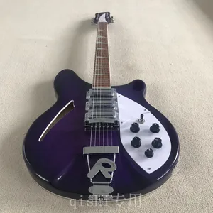 New product 6 strings ricken- backer electric guitar 2 piece of pick-up real photos purple color beautiful