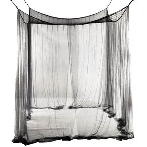 クイーンキングサイズのベッドのための4コーナーベッドネッティングキャノピー蚊網190 210 240cmブラックベッドカーテンルーム装飾286d