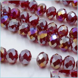 Glass 8Mm Ab Color Crystal Rondelle Beads 4Mm Glass Loose 145Pcs/Lot Diy Natural Stone Spacer 48 Faceted Beading Czech Jewelry Mater Dhh9U