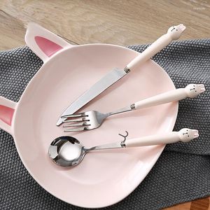 Set di stoviglie Posate portatili Riutilizzabili Eco Friendly Bistecca per bambini Simpatiche stoviglie in acciaio inossidabile Vajilla Completa