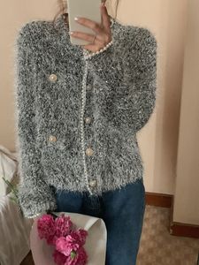 Damski O-Neck Lurex Shinny Bling Mohair Wool wełniany wełniany sweter w swetrze