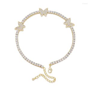 Anklets Lucky Sonny Hiphop Foot Chain Butterfly Shaped Adjustable Bracelet With Tennis Ankle Butterflies Pendant Jewelry For Women