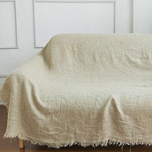 Stol täcker bomullslinne soffa sofftäckning slipcovers för de flesta form soffor vävda sömlösa med tofs multi-use TJ7631