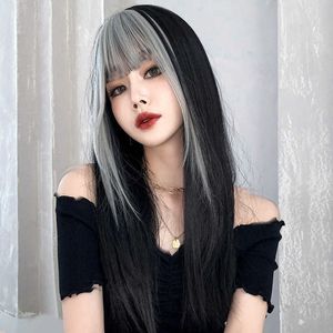 Hair Lace Wigs Wig Longo Gradiente de Moda Feminina Top Suporte de Aé Líquido de Cabelos Red Bangs Cabeça